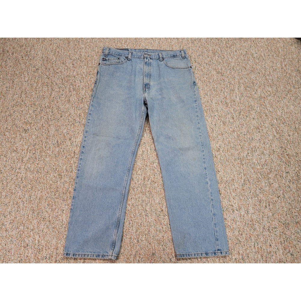 Levi's 505 Jeans Mens 38x30 Blue Light Wash Regular Fit Straight Leg Denim